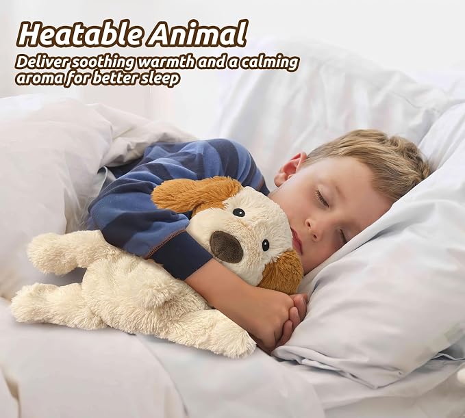 Puppy Stuffed Animals, Microwavable Stuffed Animal Adorable Fluffy Dog Plush for Warmth, Heatable & Coolable Lavender Scent Puppy Plush Toys, Cute Soft Dog Plushies for Kids & Adults Girls Boys Gifts