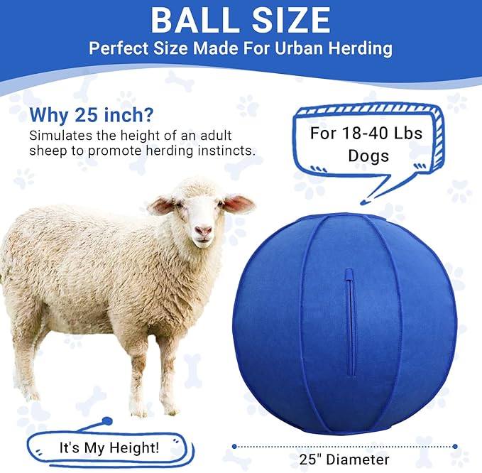 Dog Toy Ball for Dogs, Interactive Dog Training Toy for Medium Large Breeds Outdoor Play, Collies Exercise Agility (Blue,L)