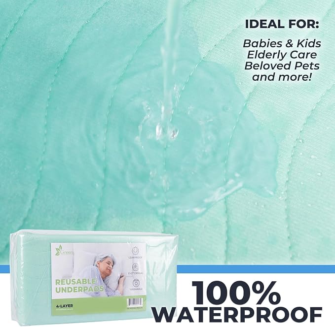GREEN LIFESTYLE® Washable Underpads Pack of 6 - 30x34 and Pack of 2 - 41x41 Bundle - Heavy Absorbency Reusable Bedwetting Incontinence Pads for Kids, Adults, Elderly, and Pets
