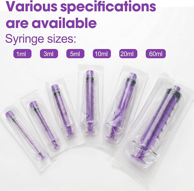 20ml Syringes with Cap without Needle - 20cc Plastic Syringe for Liquid, Feeding, Blister-Packed, Pack of 50