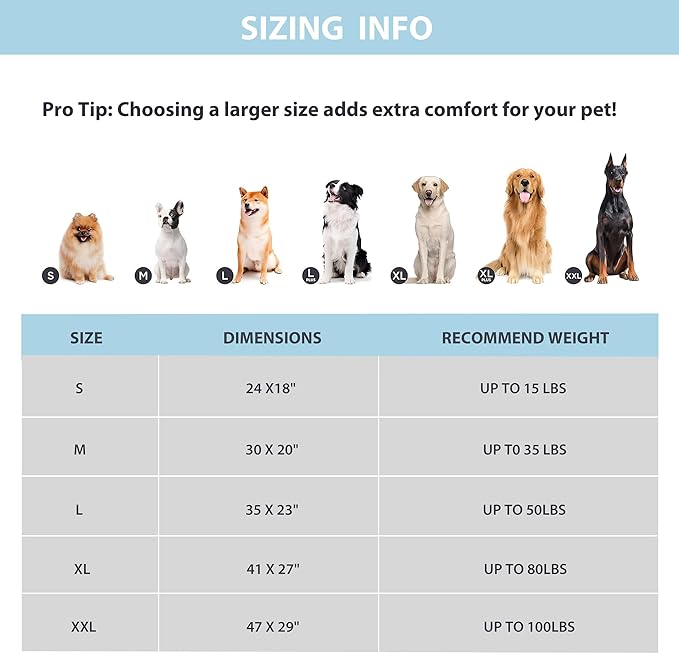 Dog Cooling Mat for Large Dogs – 24"x18" Orthopedic Memory Foam Pad for Summer, Hot Weather & Joint Relief | Washable, Non-Slip Crate Mat for Senior Dogs, Travel & Home(Blue)