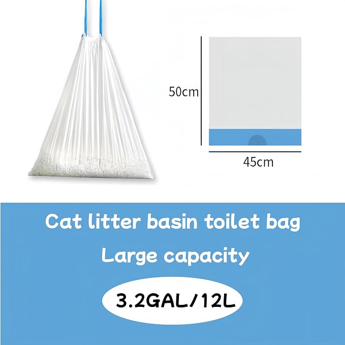 90 Count Cat Litter Box Liners for Automatic Self-Cleaning Litter Box, Heavy Duty Drawstring Waste Bags, Extra Thick 3.6-mil Leak-Proof, 18"x20" (45x50cm), 6 Rolls