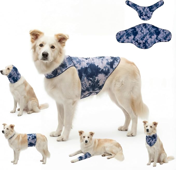 DAJIDALI® Dog & Cat Anxiety Vest & Spay Recovery Suit – Silent Adjustable Calming Wrap for Surgery & Thunderstorms – 2-Piece Cone & Recovery Onesie Alternative