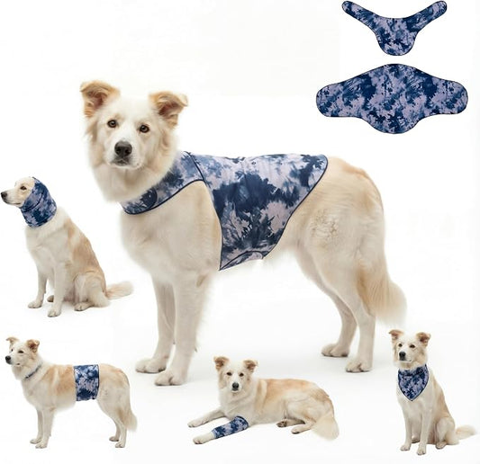 DAJIDALI® Dog & Cat Anxiety Vest & Spay Recovery Suit – Silent Adjustable Calming Wrap for Surgery & Thunderstorms – 2-Piece Cone & Recovery Onesie Alternative