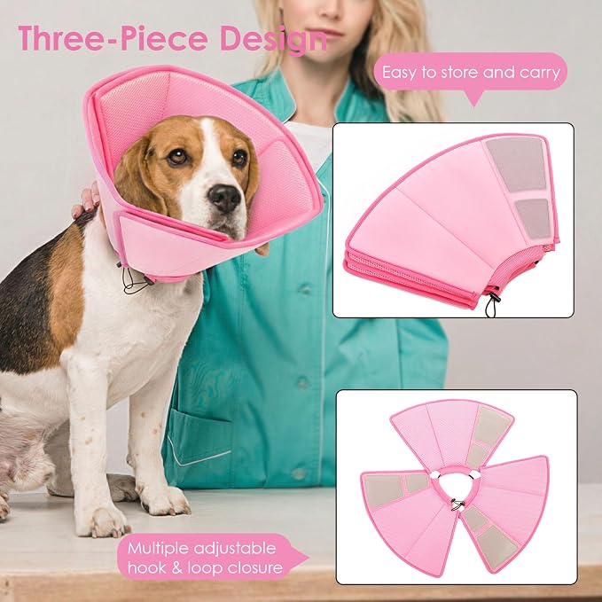 AOFITEE Soft Dog Cone Collar Anti-Licking, Dog Cone Alternative After Surgery, Elizabethan Cones for Large Dogs Post-Surgery, Neuter Recovery Pet Dogs E-Collar(Pink,X-Large)