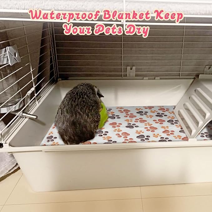 YUEPET Waterproof Guinea Pig Blankets Washable 3 Pack Small Animal Fleece Cage Liners Pet Soft Sleep Mat Pad Cover Warm Flannel Throw for Hamster Guinea Pig Rabbit Chinchilla Hedgehog Ferret 30"×16"