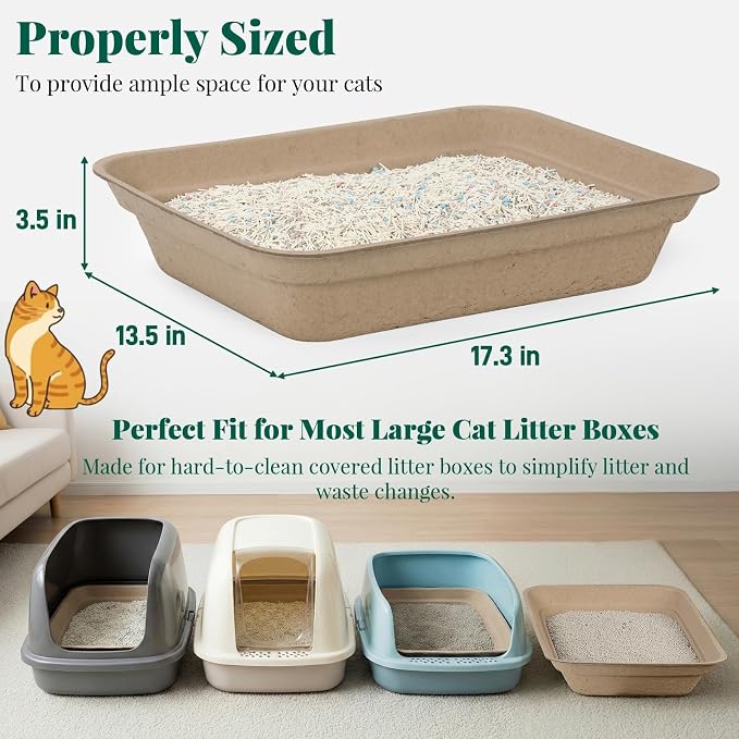 10 Count - Disposable Litter Box for Kitty Cats, Thick & Leak-Proof, Eco-Friendly Travel & Home Litter Pan, No-Scrub for Cats