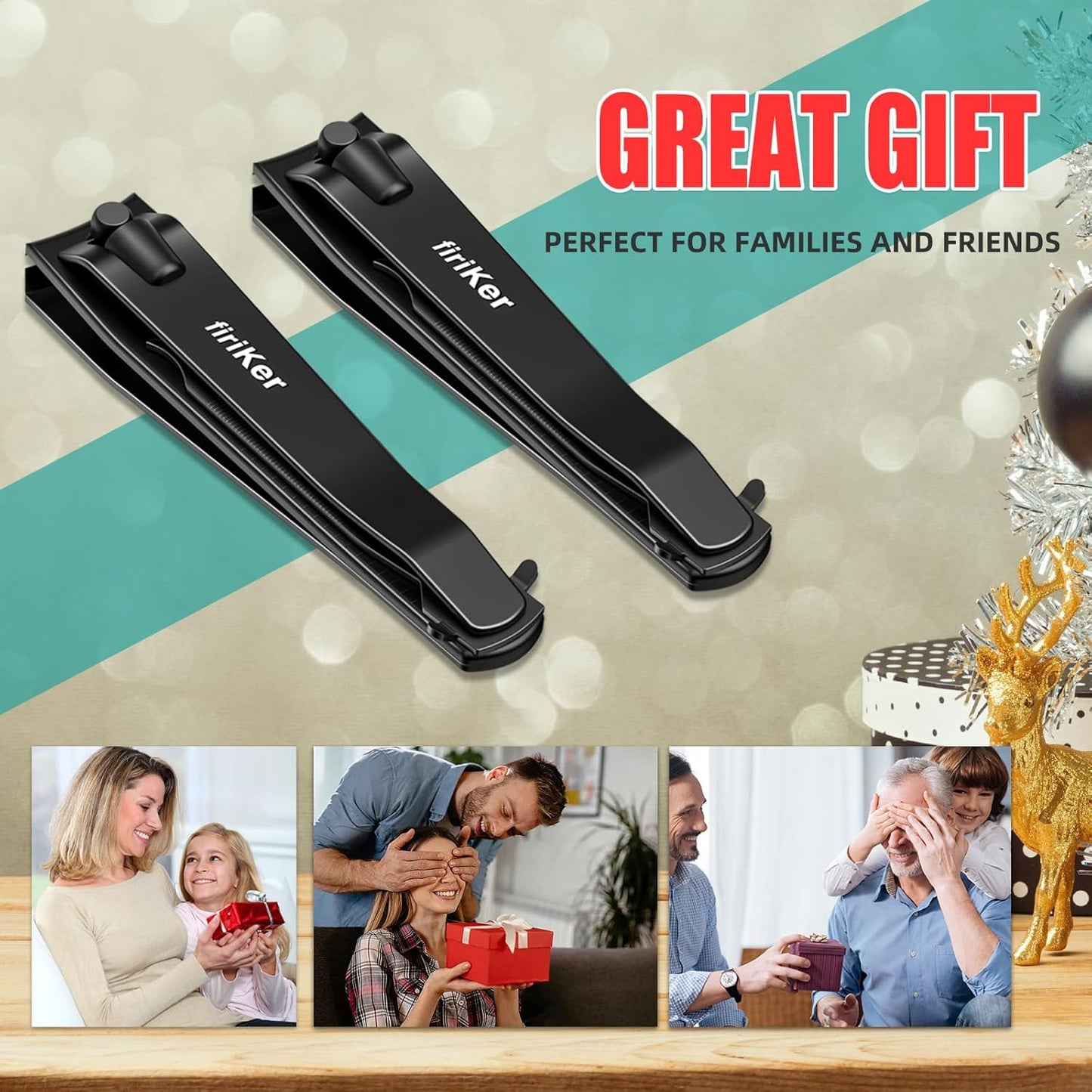 2PCS Nail Clippers Set, Heavy Duty Black Matte Stainless Steel nail Clipper with Nail File, Ultra Sharp Fingernail and Toenail Clipper Cutters,Clipper Tools for Men & Women