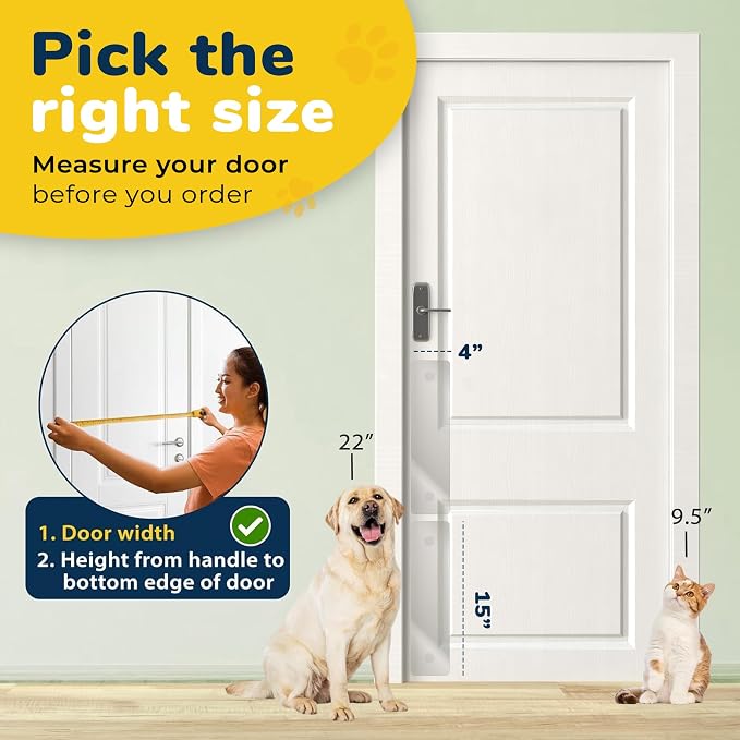 PROTECTO 2-Pack Heavy Duty Door Protector from Dog Scratching, 15 x 4” Clear Door Scratch Protector, Easy to Install on Window, Wall, Screen & Sliding Doors, Cat Scratch Guard for Indoors Outdoors