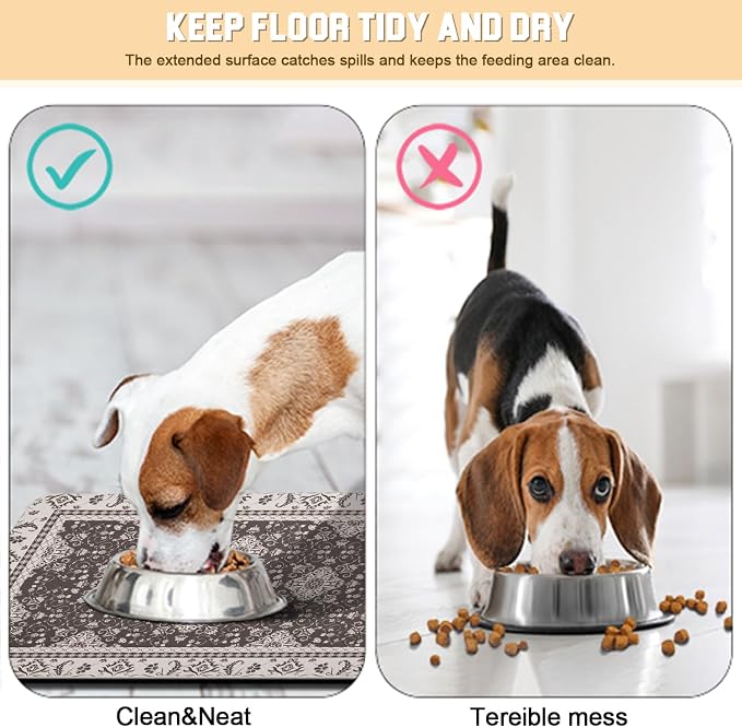 Dog Food Mat for Floors Waterproof Quick Dry Pet Placemat Cat Feeding Bowls Mats for Food and Water, Eco-Friendly Dog Accessories Diatomite Pets Supplies 17" X 30"