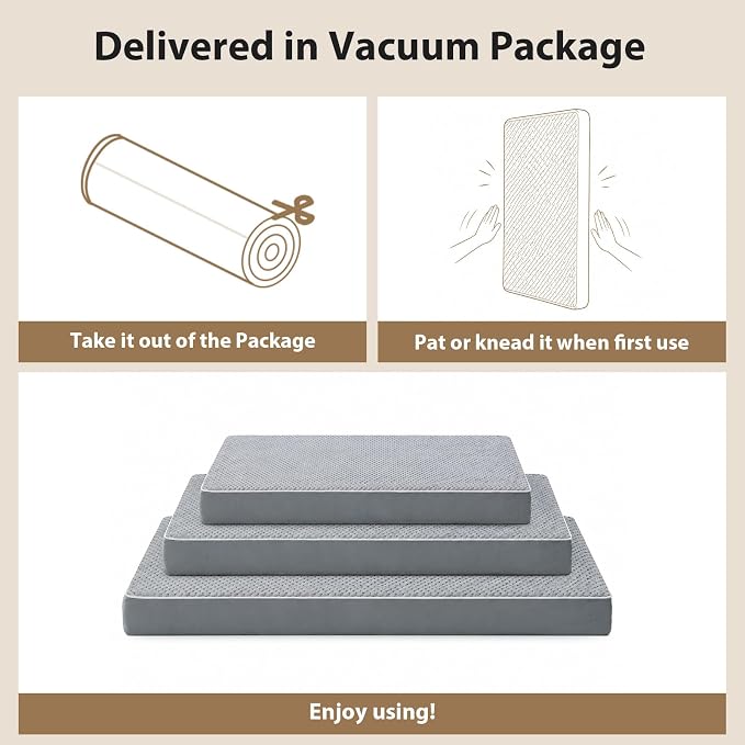 LEXTRO XXL Waterproof Orthopedic Dog Bed for Crate Mat, 47x29 Extra Large Dog Bed Washable with Removable Washable Cover, Comfortable Dogs Crate Pad for Large Size Dogs, Gray