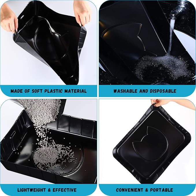 Bokon 12 Pcs Disposable Litter Boxes for Cats Plastic Cat Litter Tray Large Kitten Pan for Kitty Rabbit Guinea Pig Hamster Pets Supplies Travel Home Toilet, 15. 7 x 11. 8 x 3 Inches