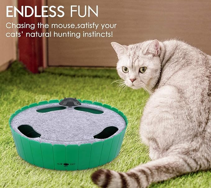 Pawaboo Interactive Cat Toy with Running Mouse, 2 Pack Catnip Toys with Bell and Crinkle Paper