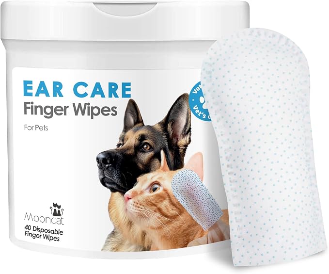 Mooncat Pet Paw & Ear Care Bundle – Natural Dog Paw Balm for Dry Nose and Cracked Pads with Jojoba Oil, Aloe & Vitamin E (2oz) + Cat & Dog Ear Cleaner Wipes for Wax & Dirt Removal, Odor Control & Dail