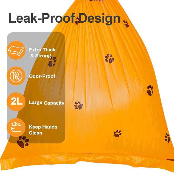 Scented Dog Poop Bags With Dispenser, Strong and Leak-proof Waste Bags for Pets, 870 Count (58 Packs of 15), 13 Inch x 9 Inch (Orange)