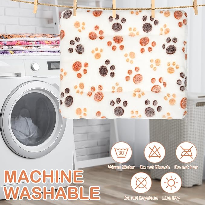 Haull 4 Pcs Waterproof Guinea Pig Bedding Soft Dog Cat Bed Crate Mat Small Animal Plush Cage Liners Rabbit Bunny Kennel Pad Reversible Cozy Pee Thickened Hamster Pad(Paw,13 x 10 Inch)
