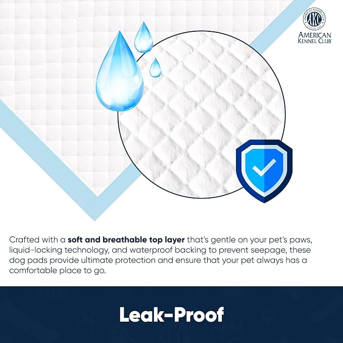 American Kennel Club Scented Puppy Pads – XXL & XXL+ Sizes – 28x34 Ultra Absorbent 6-Layer Pee Pads with Odor Control & Quick-Dry Gel (Fresh Scented, XL 30" x 28" - 100 Count, Pack of 1)