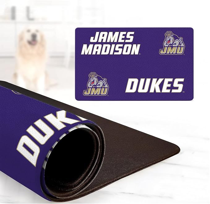 James Madison Dukes Officially Licensed Food and Water Mat for Dogs and Cats | 18" x 29" | Non-Slip | Water-Proof