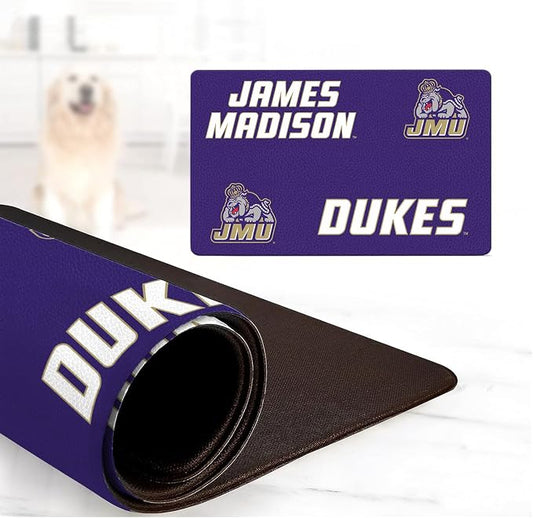 James Madison Dukes Officially Licensed Food and Water Mat for Dogs and Cats | 18" x 29" | Non-Slip | Water-Proof