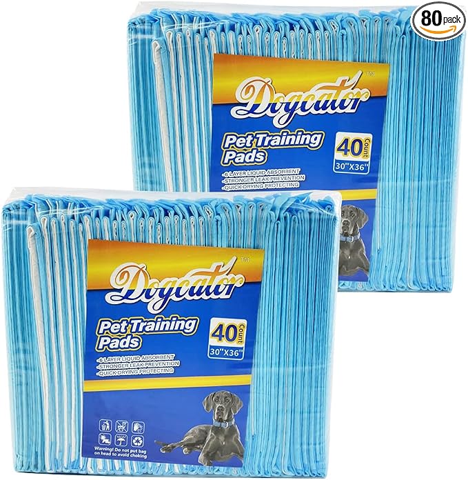 Dogcator Dog Pee Pads Extra Large 80 Count, Thicken Dog Training Pads 30"x36", Puppy Pee Sheets XL for Indoor, Outdoor Use, Heavy Absorbent Disposable Underpads, Blue