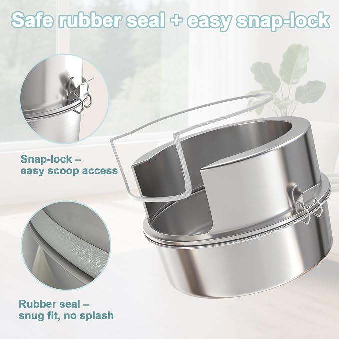 High Sided Low Entry Stainless Steel Round Cat Litter Box, Large Corner Litter Box for Big/Multi Cats,Metal Litter Box Includes Scoop & Filter Pedal,Odor Control，Easy to Clean