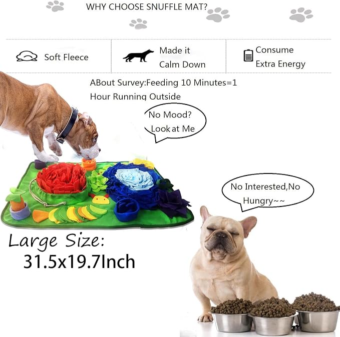 Snuffle Mat Dogs 31.5"x19.7" Large Pet Feeding Mats Puppy Sniffing Pad,Cat Doggies Interactive Puzzle Toys for Multiple Breeds Encourages Natural Foraging Skills,Training (Sea Orange(31.5"x19.7")