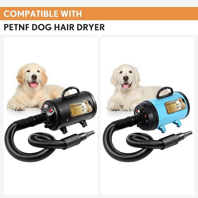 PETNF Dog Dryer Replacement Hose & Nozzle Kit (for PETNF Dryer Only) – Flexible Hose, High Velocity Air Nozzles, Grooming Blower Accessories