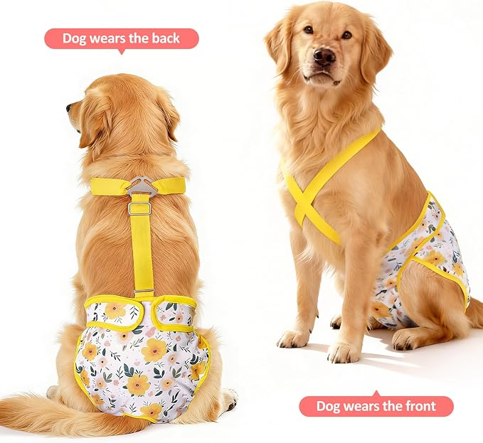 Female Dog Diapers 3 Pack Washable Dog Diapers Female Dog Diaper that Stay on Dog Diaper Female with Suspenders Reusable Doggie Diapers for Heat, Incontinence and Puppy Training (X-Large)