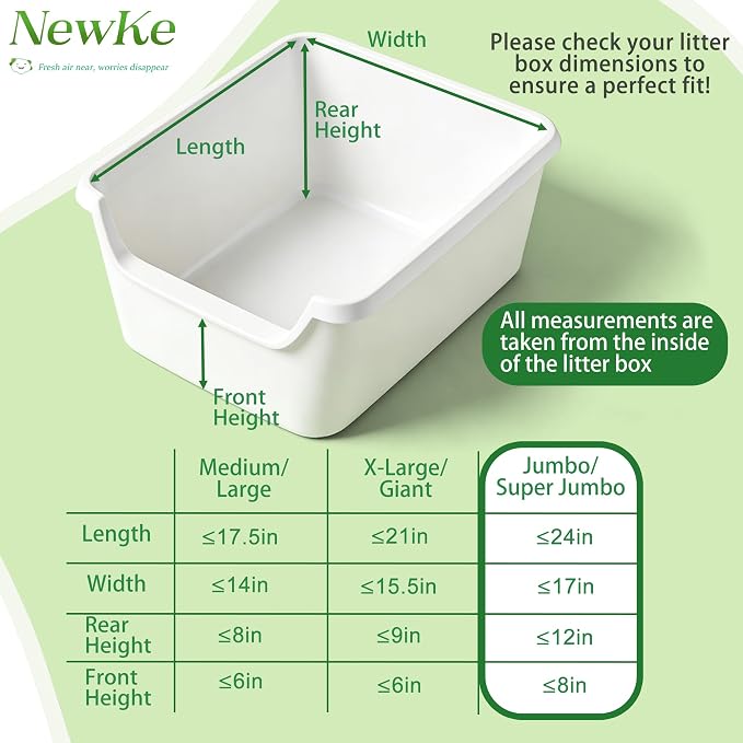 NewKe 25 Pcs Large Elastic Litter Box Liners for IRIS Cat Litter Boxes and for Catit Jumbo Hooded Cat Litter Pan, 2 MIL Super Tear-Resistant & Waterproof Disposable Bags, 30 lb Capacity, 42“ x 20”