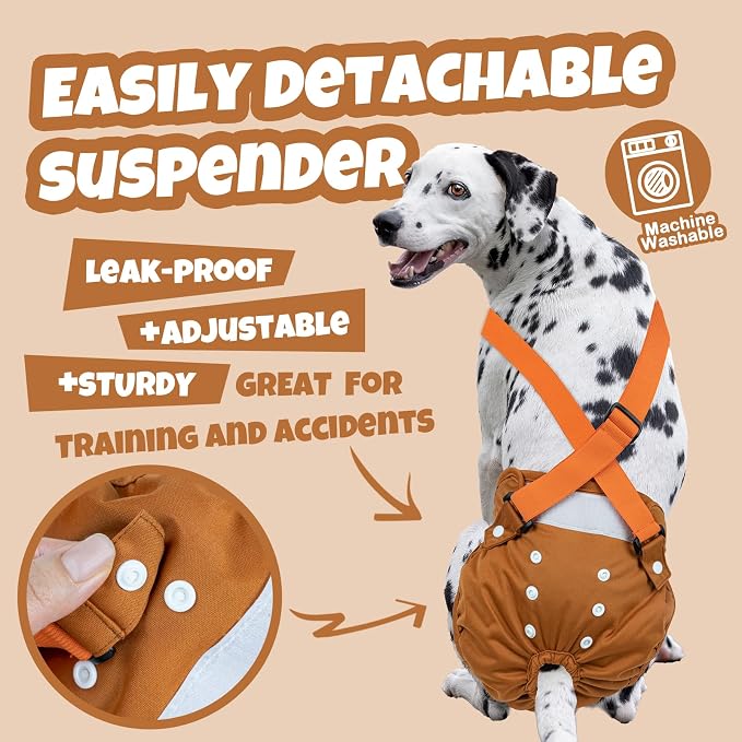 Pet Soft Dog Diapers Female with Suspenders, 3 Pack Reusable Female Dog Diapers for Heat, Dog Period Panties for Doggie in Cycle(Small, Deepcolor)