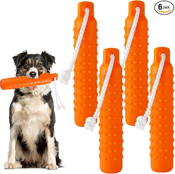 Blueweenly 6 Pcs Dog Bumper Toy for Water Retrieving Plastic Puppy Training Dummy Dog Float Toy Lightweight for Float on The Water Pool Outdoor Training Hunting Fetching (Orange)