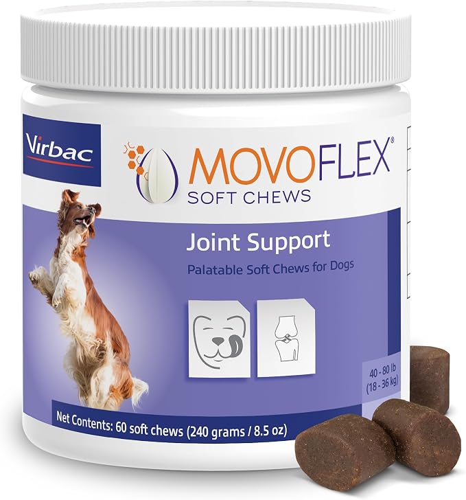 MOVOFLEX Soft Chews Hip and Joint Support Supplement for Medium Dogs - 60 Count By Virbac