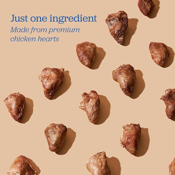 Downtown Barkery Freeze Dried Dog Treats - Single Ingredient, Low Calorie, Rich in Vitamins and Minerals - All Natural - Freeze Dried Chicken Hearts for Dogs, 1 LB