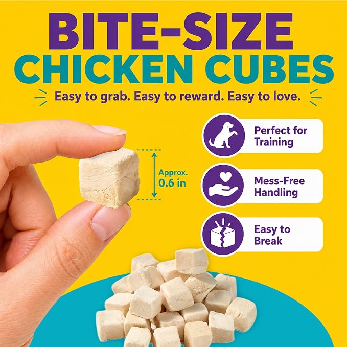 Freeze-Dried Chicken Treats for Dogs & Cats, 1.1 LB – Pure Single Ingredient Chicken, High-Protein Bites for Training, Grain Free