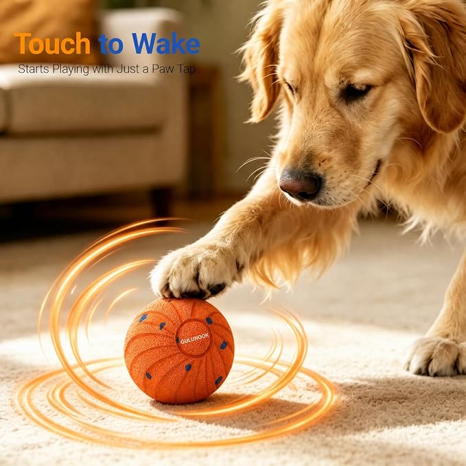 Interactive Dog Ball Toy for Medium Large Dogs – Smart Automatic Moving Rolling & Bouncing Ball, Durable Chew Resistant E-TPU, USB Type-C Rechargeable, Waterproof Active Dog Toy Keeps Dogs