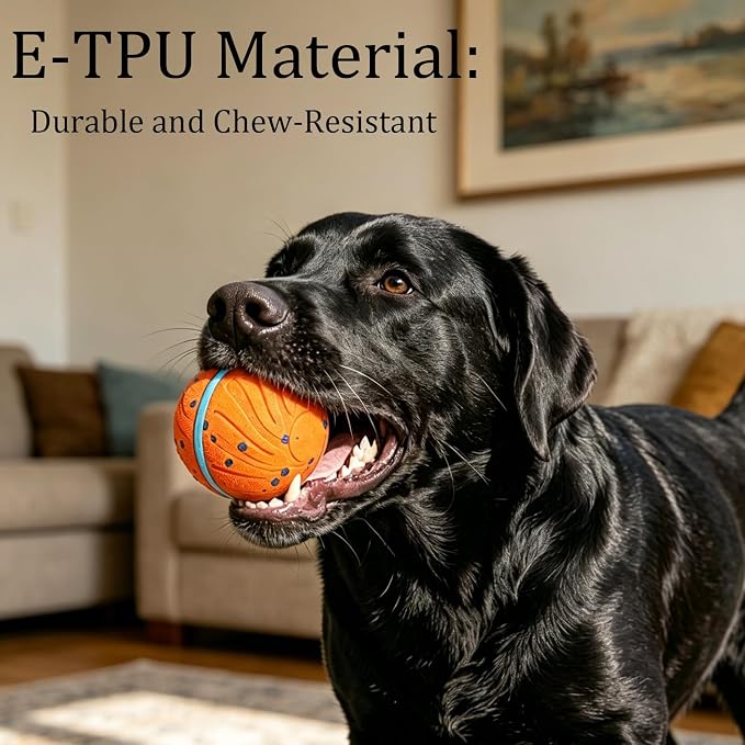 Smart Interactive Dog Toys, 3 Play Modes Smart Moving Bouncing Dogs Ball, E-TPU Moving Dog Toy Ball with RGB Lights, USB Rechargeable, Waterproof Dog Ball, Automatic Dog Toy for Medium & Large Dogs