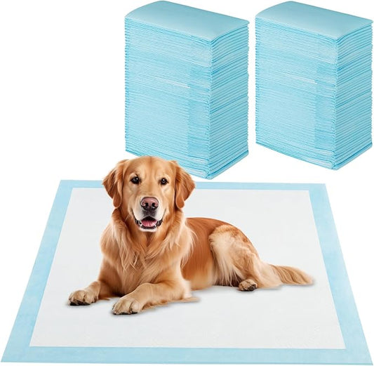PETSITE Dog and Puppy Pee Pads, 6-Layer Leak-Proof Super Absorbent, Quick-Dry Surface, Indoor Outdoor Disposable Potty Training Pads, Blue & White (36" x 36" (100 Count))