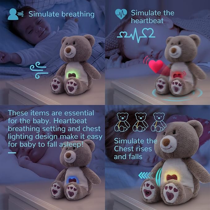 DEARBABY Baby Sleep Soother,Newborn Essentials Stuff Toys 0-6 Months, Christmas Girl Gifts Sound Machine for Nursery with Realistic Breathing Motion Baby Registry Search