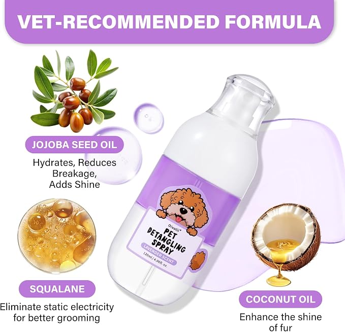 Pet Tear Stain Remover Balm with Pro Powder Brush,Dog Detangler Spray Dematting