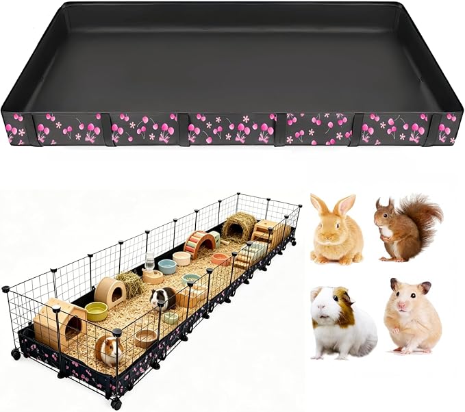 DZWLKJ Guinea Pig Cage Liner,Washable Tarp Bottom Base,Cherry Graphic,24"x96", Reusable for Rabbit, Chinchilla, Hedgehog, Ferret & Other Small Animals.
