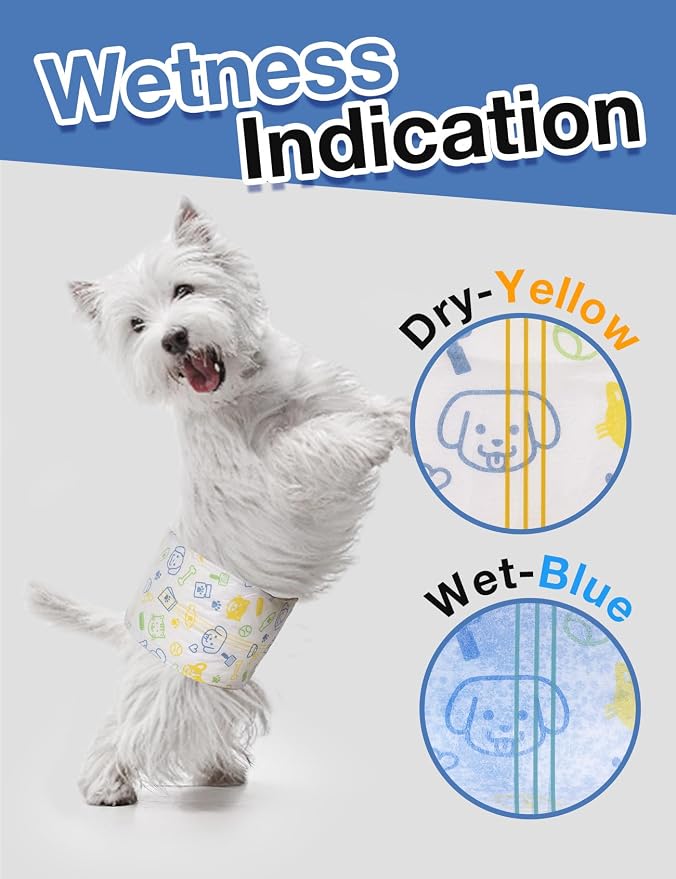 Dono Disposable Male Dog Diapers, Puppy Diapers Wraps, XSmall, 48PCS | Super Absorbent,Diapers for Large Dogs, 360°Leak-Proof, Wetness Indicator, Excitable Urination Incontinence,Breathable Fabric