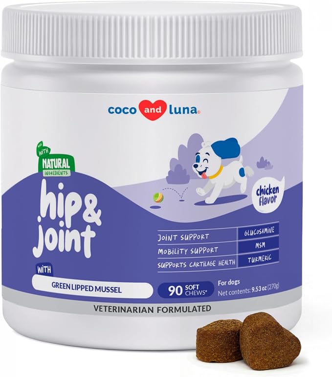 Hip & Joint for Dogs - Collagen, Glucosamine & Green Lipped Mussel | With Collagen, Glucosamine, Fish Oil & Green Lipped Mussel. Supports joint mobility & eases inflammation in dogs.