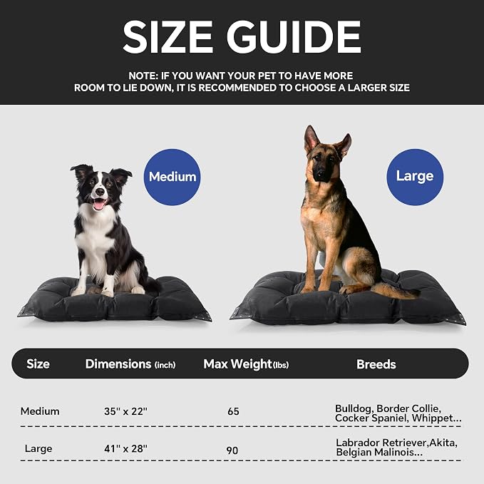 HOMBYS Chew Proof Indestructible Dog Bed with Reinforced Metal Rivets for Aggressive Chewers, 41"x28" Durable Pet Crate Mat, Washable Tough Kennel Pad for Large Dogs, Black