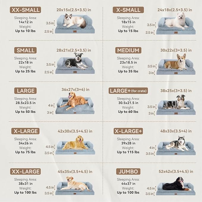 Extra Large Dog Bed Orthopedic Waterproof: Memory Foam Dog Bed for XL XLarge Extra Big Dogs - Couch Sofa - Washable with Removable Cover