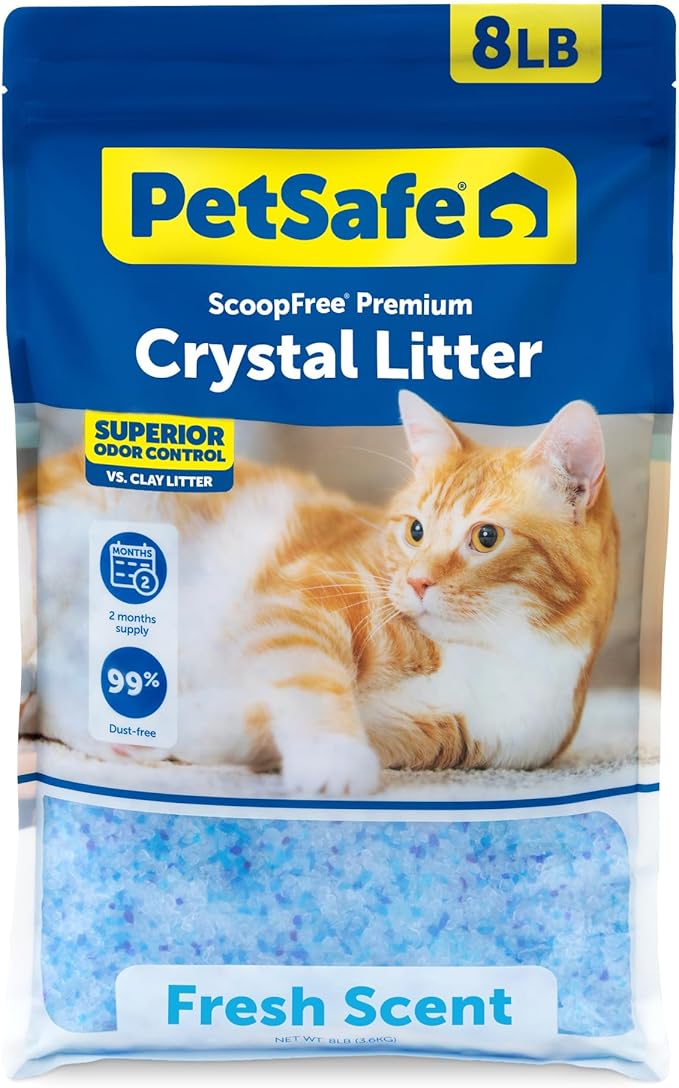 PetSafe ScoopFree Odor Control Crystal Cat Litter, Fresh Scent, 8 Lb Bag
