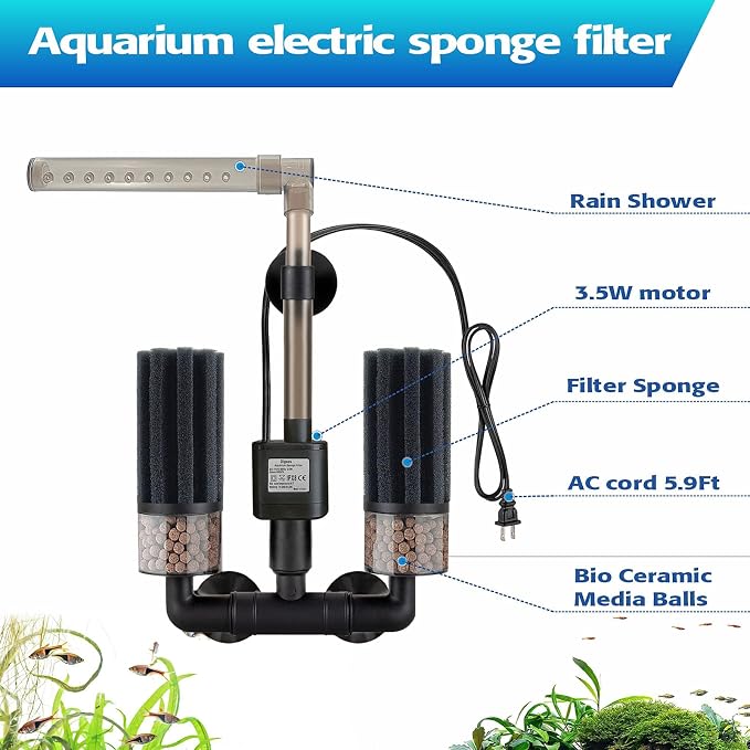 Aquarium Electric Sponge Filter for Shrimp, Betta,Nano and Fry Tank(S)