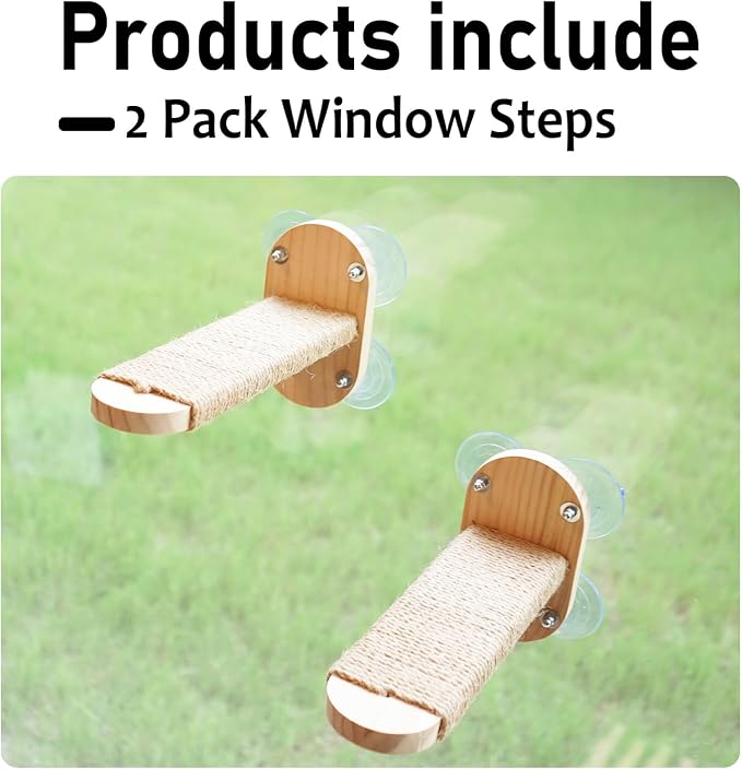 2 Pack Cat Window Shelves, Durable Kiity Seat for Window Sill，Furniture Set with Jute Rope for Scratching, Kneading, Climbing