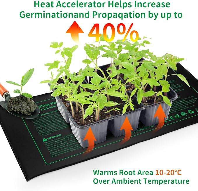 NAMOTEK Seedling Heat Mat, 10" x 20.75" Waterproof Plant Heating Mat, Warm Hydroponic Heating Pad for Indoor Home Gardening Seed Starter,Germination, Greenhouse