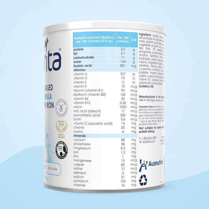Kabrita Goat Milk-Based Infant Formula Powder, Designed for Gentle Digestion, Gentle Alternative to Cow’s Milk, with Iron, DHA, ARA & Prebiotics, for Infants 0–12 Months, Non-GMO, 28 oz (Pack of 2)