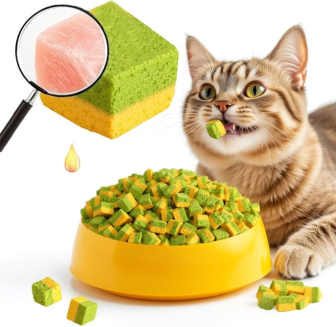 Cats Toy Kitten Grass Treats 255g/8.99oz Freeze Dried 2 in 1 Fish Oil Cat Chew Stick Pellet for Hairball Removal Kitty Catnip Snack Chicken Flavor for Cleaning Teeth & Dental Care Food Indoor